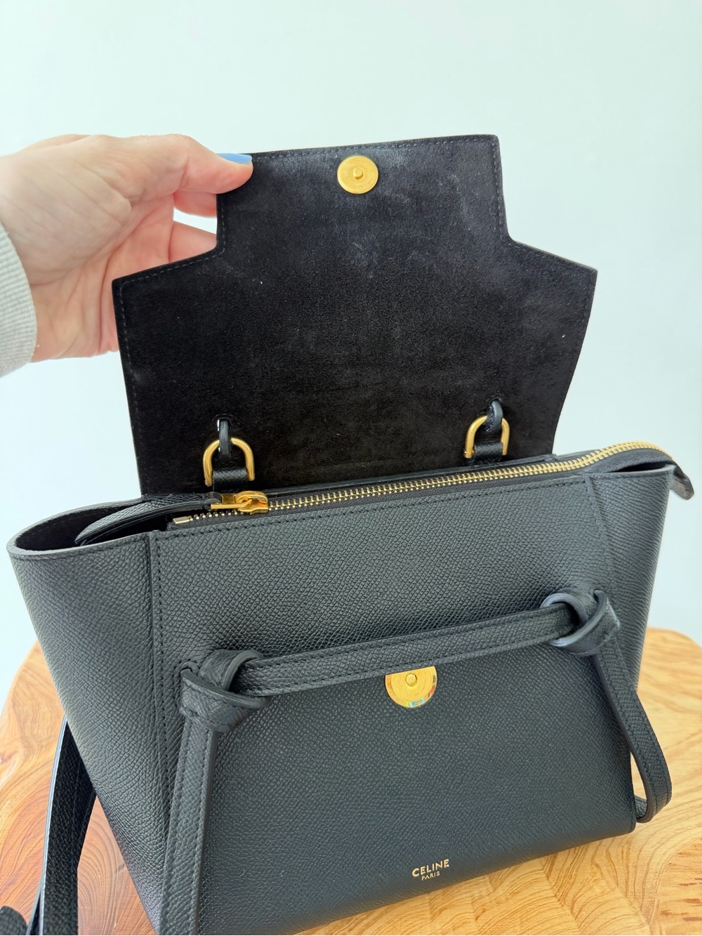 CELINE nano black grained belt bag - Picture 8 of 13